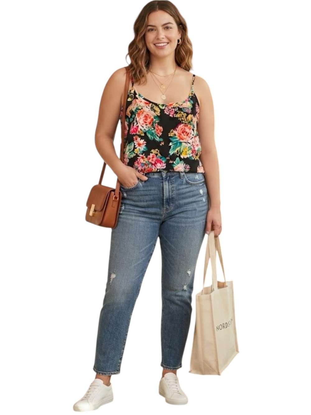 AMBIANCE APPAREL Floral Tank Top Black Size Small Glam Gorpcore Vacation